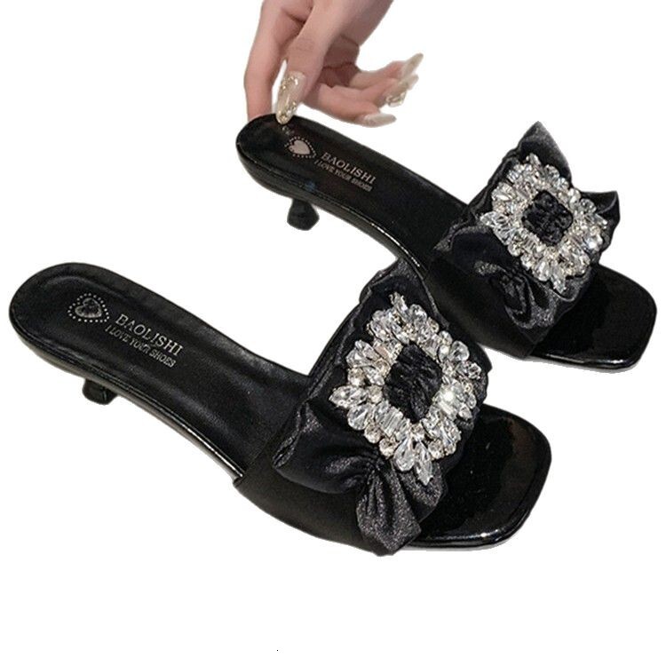 Ddmysports Summer Fashion Mid Heel Square Toe Slip On Fairy Style Casual Sandals To Match Dresses Outdoor Shoes