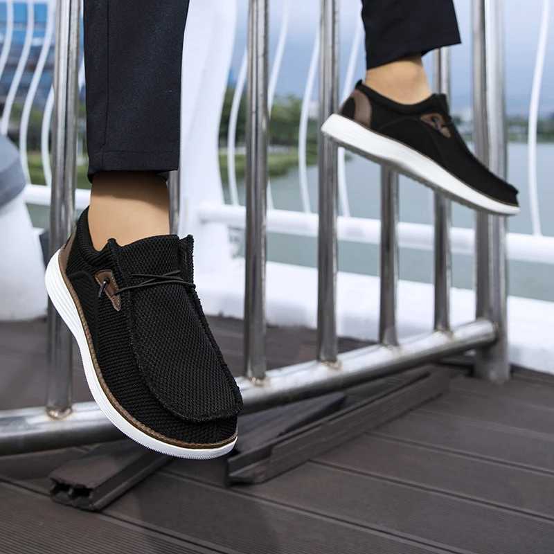 Mens Adjustable Lace-Up Loafers Shoes N-Slip Sole Breathable Upper Comfortable for Walking Jogging Casual Shoes XJ250614