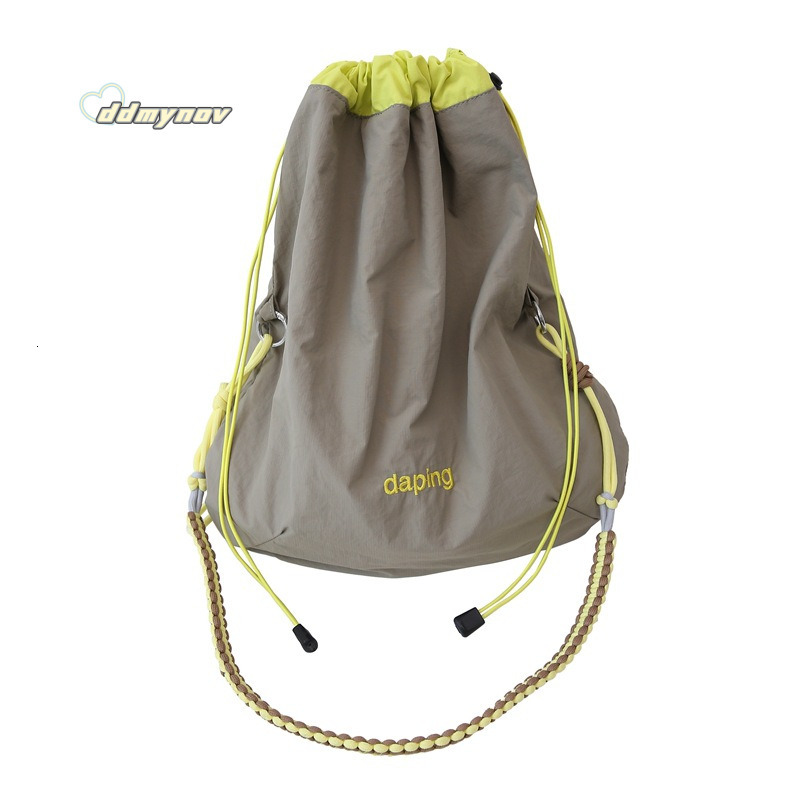 2024 New Fashion Versatile Drawstring Crossbody Personality Simple Single Shoulder Women's Bag Color-blocking Lightweight Handbag ddmynov