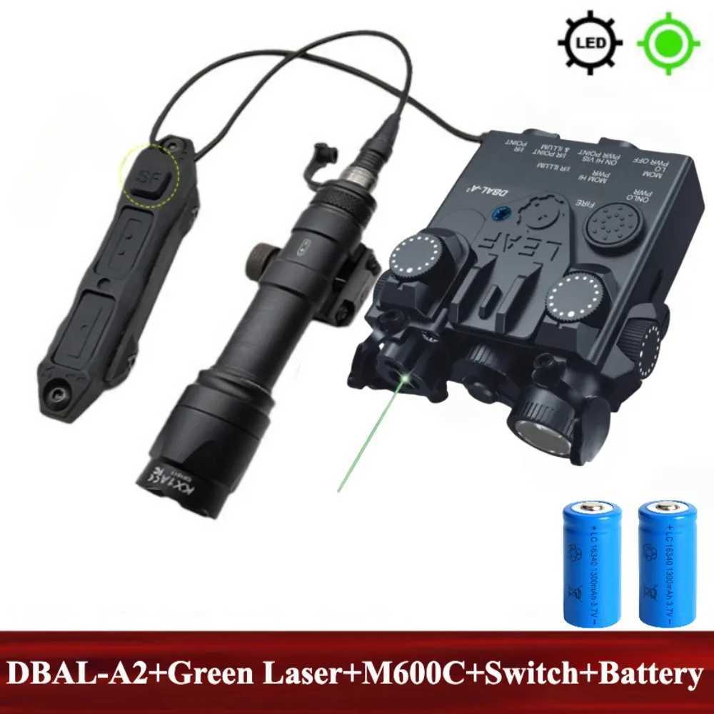 Nylon PEQ/DBAL-A2 Tactical Weapon Light Combo Red Green Laser M300A/M600CLED Flashlight Dual Switch Quick Release Fit 20mm RailXJ250613