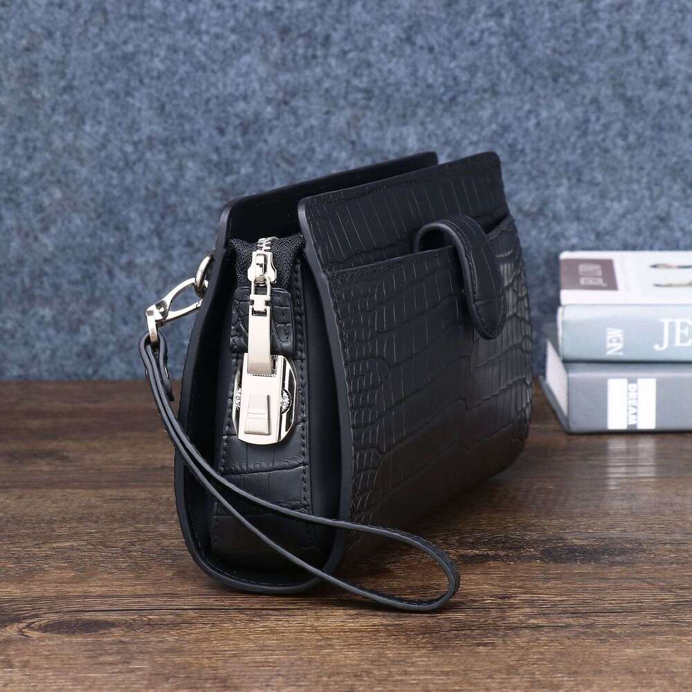 Color Belly Fog Crocodile Pattern Password Lock Large Handbag Business Multi-Functional Men's Bag Multi-Card Slot Wallet Trendy