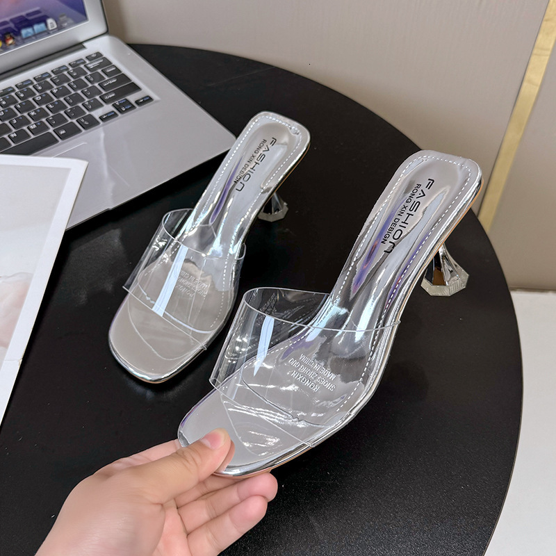 Ddmyoutdoor Transparent High Heels New Style Stiletto Trendy Summer Open Toe Crystal Sandals Fairy Slippers For Women Outdoor Wear Outdoor Shoes