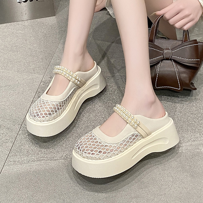 Ddmyoutdoor Women S Open Toe For Outdoor Wear Summer New Thick Soled Versatile Breathable Non Slip Casual Fashion On Half Slippers Outdoor Shoes