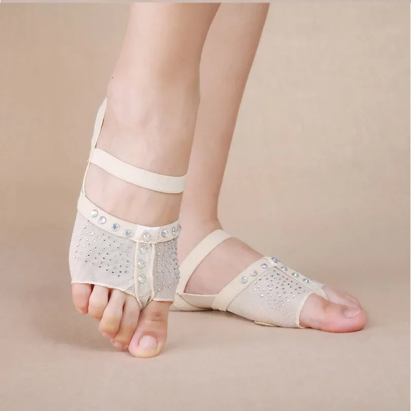 2024 Heel Protector Professional Ballet Dance Socks Belly Dancing Foot Thong Accessories Toe Pads With Rhinestone 250613
