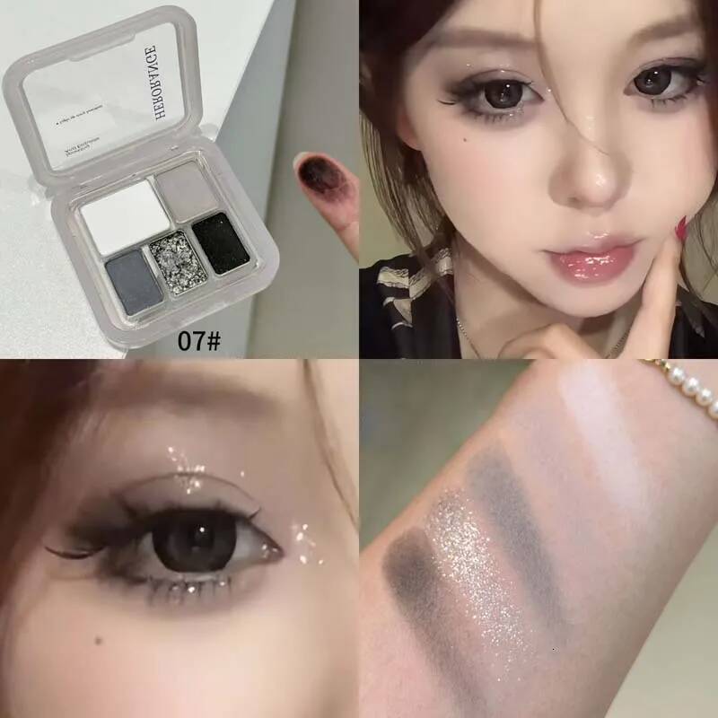 5-Color Shiny Punk Blue Eyeshadow Glitter Pearlescent Shadow Palette Lasting Waterproof Nude Pink Eye Pigment Makeup