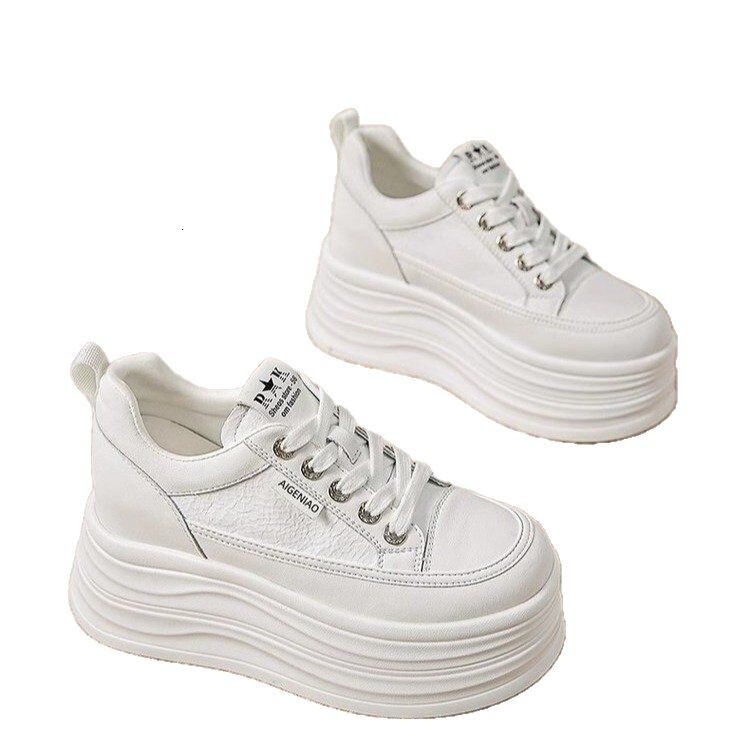 Ddmysports White For Women Versatile Spring New Lightweight Platform Thick Sole S Shoes Thin Height Increasing Sneakers Outdoor Shoes