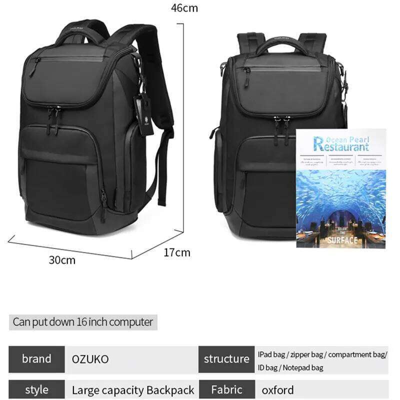 OZUKO Cabin Large Capacity Waterproof Backpacks 15.6 Laptop Backpack Travel Business Male Bag USB Fashion