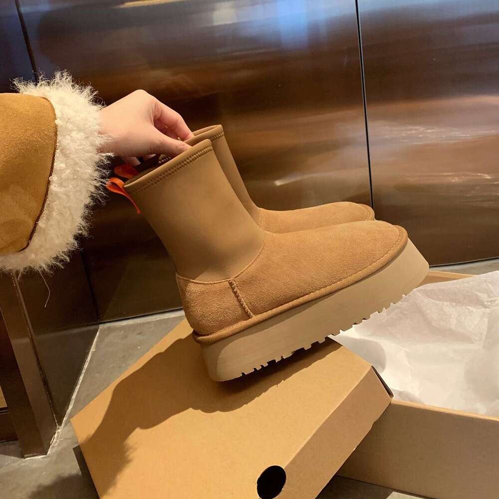 Grape Mom Studiolee Warm Thick Sole Patchwork Zipper Leg-High Slimming Snow Boots for Women Autumn Winter
