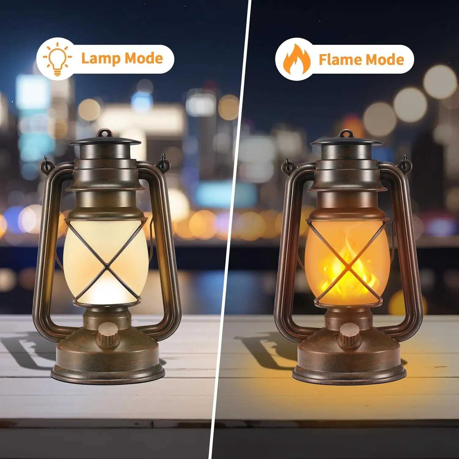 Vintage Camping Lantern Remote Control Flame LED Tent Light Battery Powered Kerosene Lamp Outdoor Portable Ramadan Decoration W250613