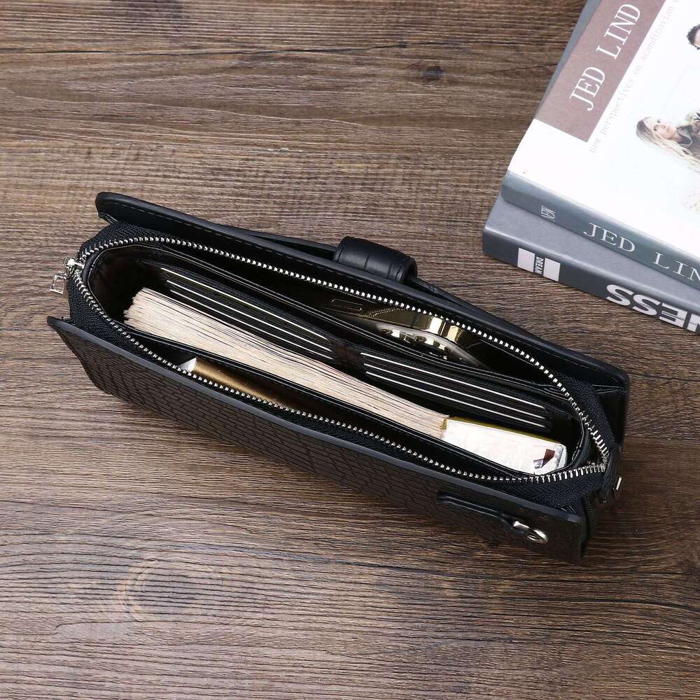 Color Belly Fog Crocodile Pattern Password Lock Large Handbag Business Multi-Functional Men's Bag Multi-Card Slot Wallet Trendy