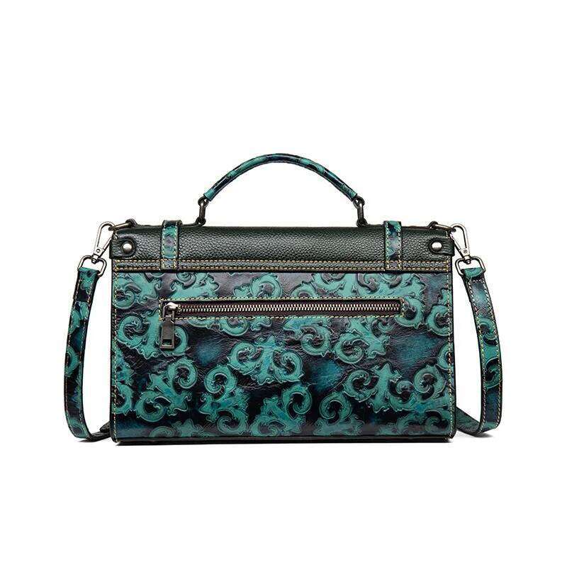 Genuine Leather Vintage Johnature Women 2025 New Handmade Emed Messenger Bag First Layer Cowhide Female Handbag