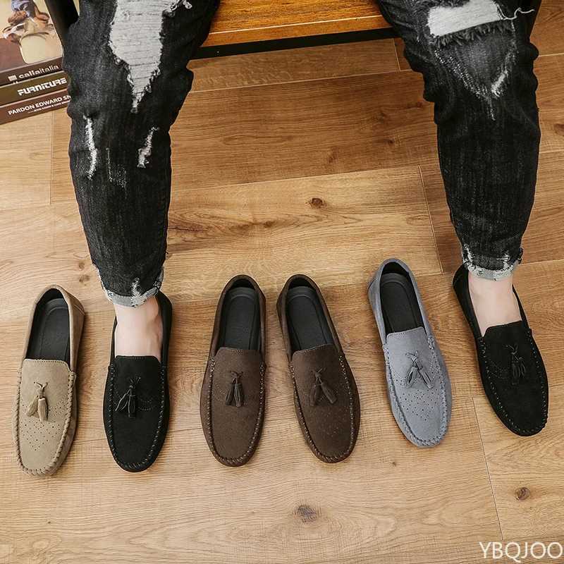 Mens Casual Leather Shoes Soft Sole Driving Lazy Loafers Versatile Trendy Flats Lightweight Male Shoes Zapatos Ladies XJ250614