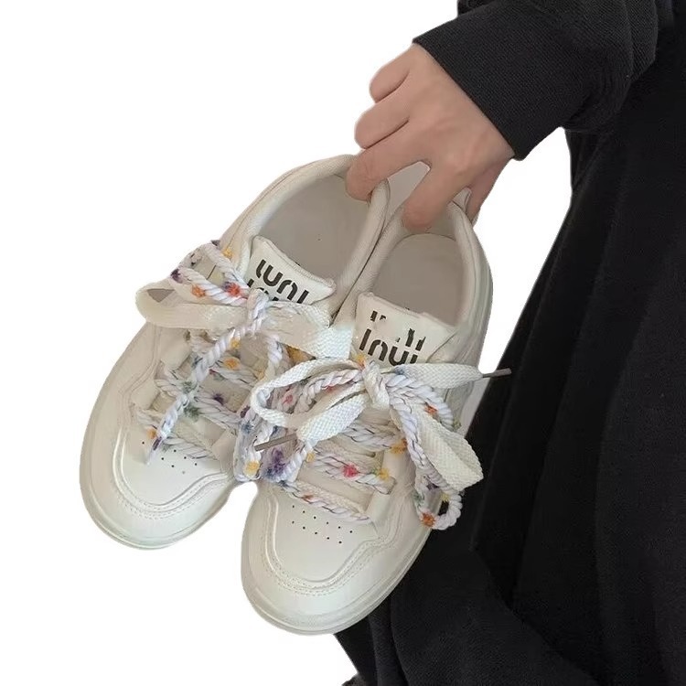 Ddmysports New Leather White Thick Sole Casual Versatile Sneakers To Match Skirts Make Feet Look Smaller Spring And Autumn Women S Shoes Outdoor Shoes