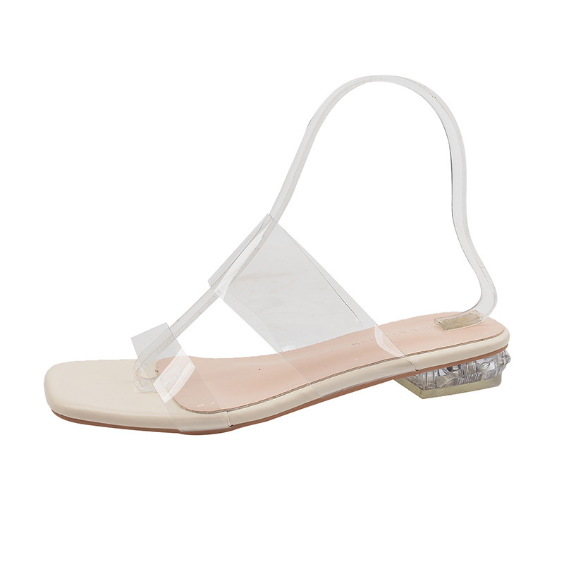 Ddmyoutdoor Soft Leather Sandals Outdoor Transparent High Heels New Crystal This Year S Shoes Women Summer Fashion Flat Outdoor Shoes