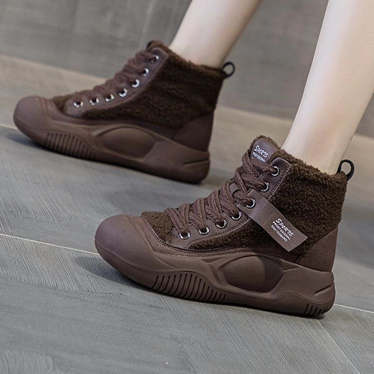 Ddmysports Trendy Thick Soled Martin For Women Warm Autumn Winter New Style Height Increasing High Top Casual Fashion Snow Boots Outdoor Shoes