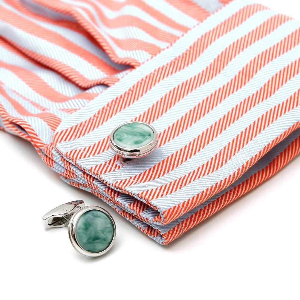 Mens Cufflinks TOMYE XK22076 Luxury Imitation Jade Round Silver Color Formal Business Shirt Cuff Links Wedding Gifts Buttons XJ250614