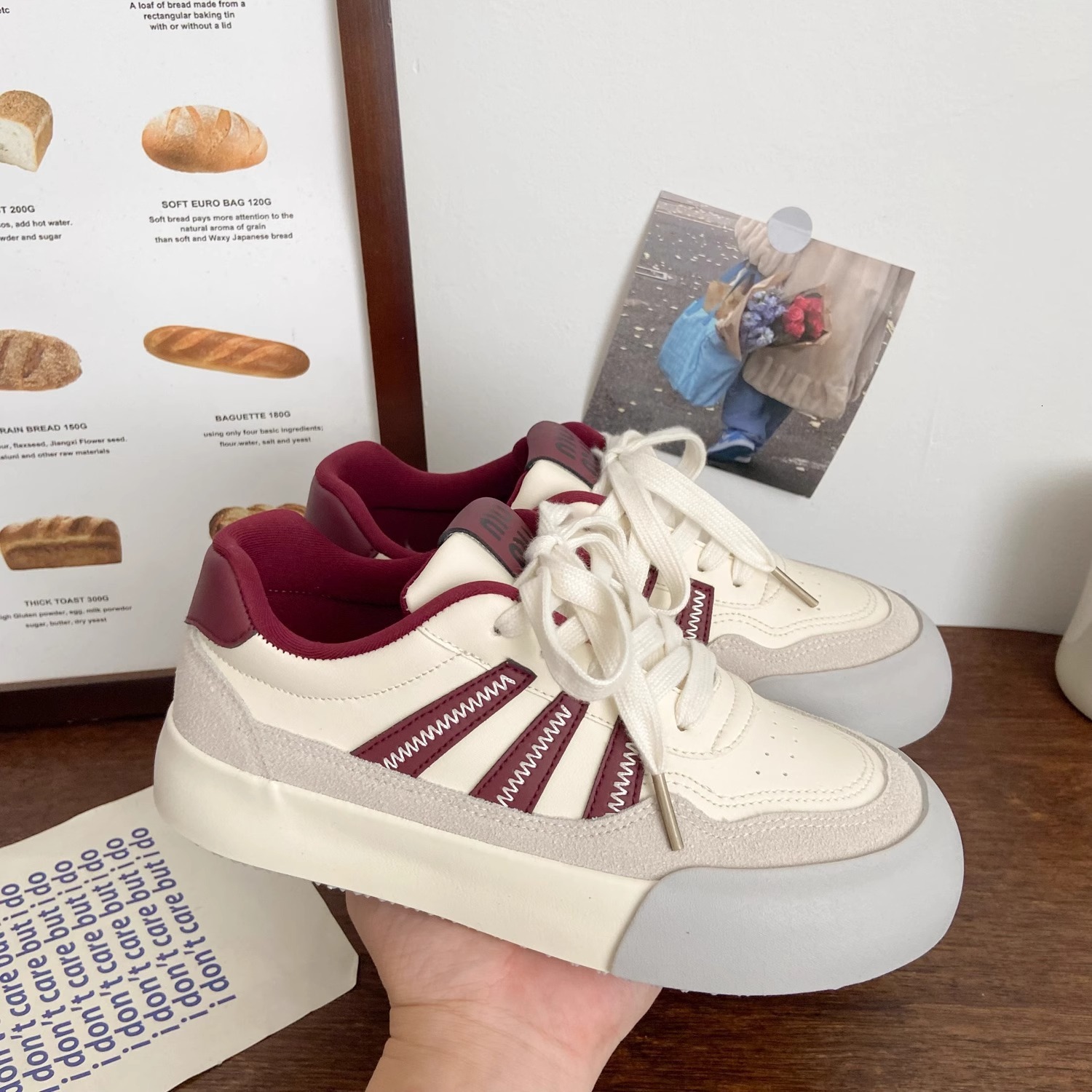 Ddmysports Dexun Thick Soled Sneakers For Women Leather Surface Autumn New Chic Niche Korean Style Low Top Student Sports White Shoes Outdoor Shoes