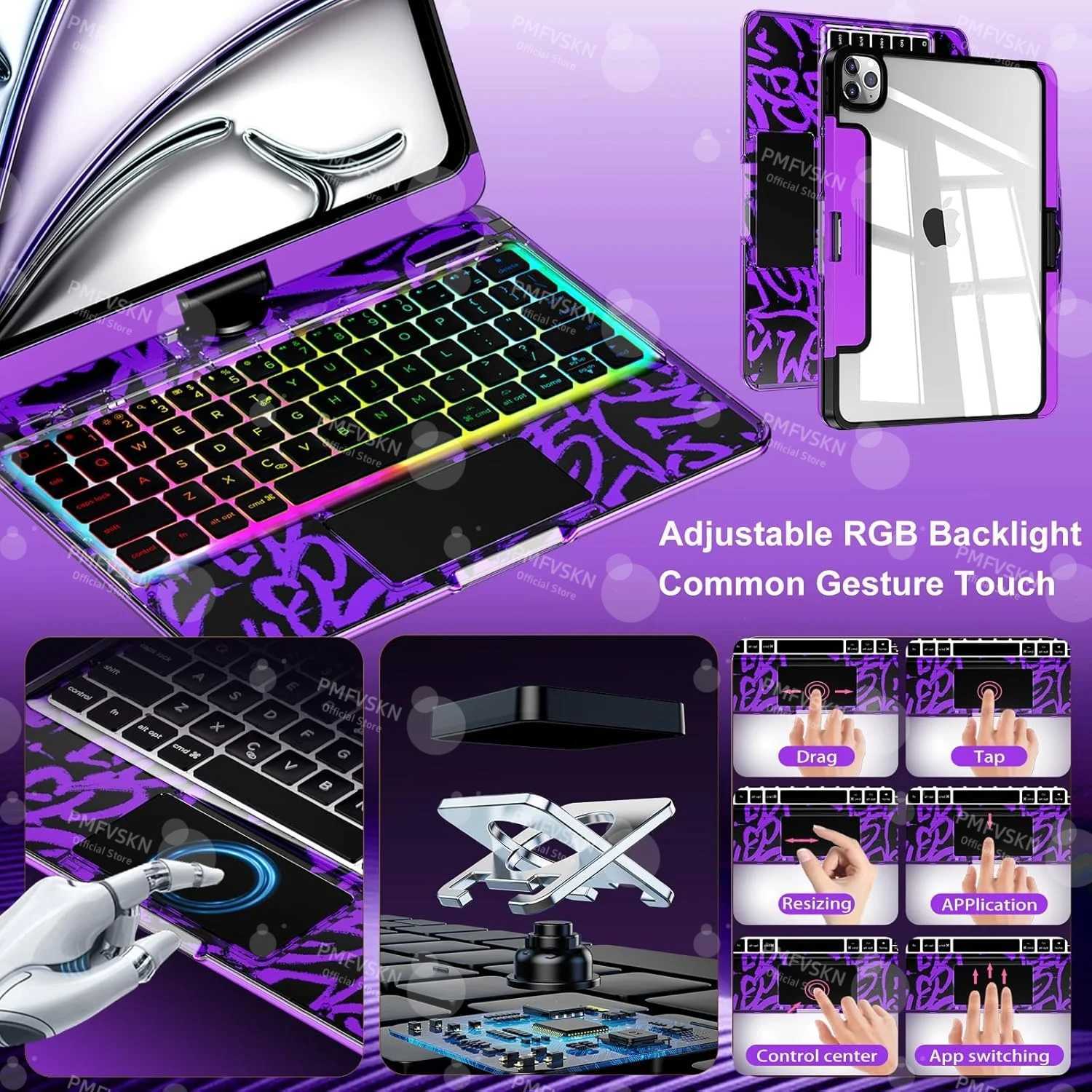 Backlit Magic Keyboard Case For iPad Pro 11 12.9 2018-2022 13 M4 2024 10th Gen 11th A16 iPad Air 5 4 6 7th Multi-Touch Trackpad X250614