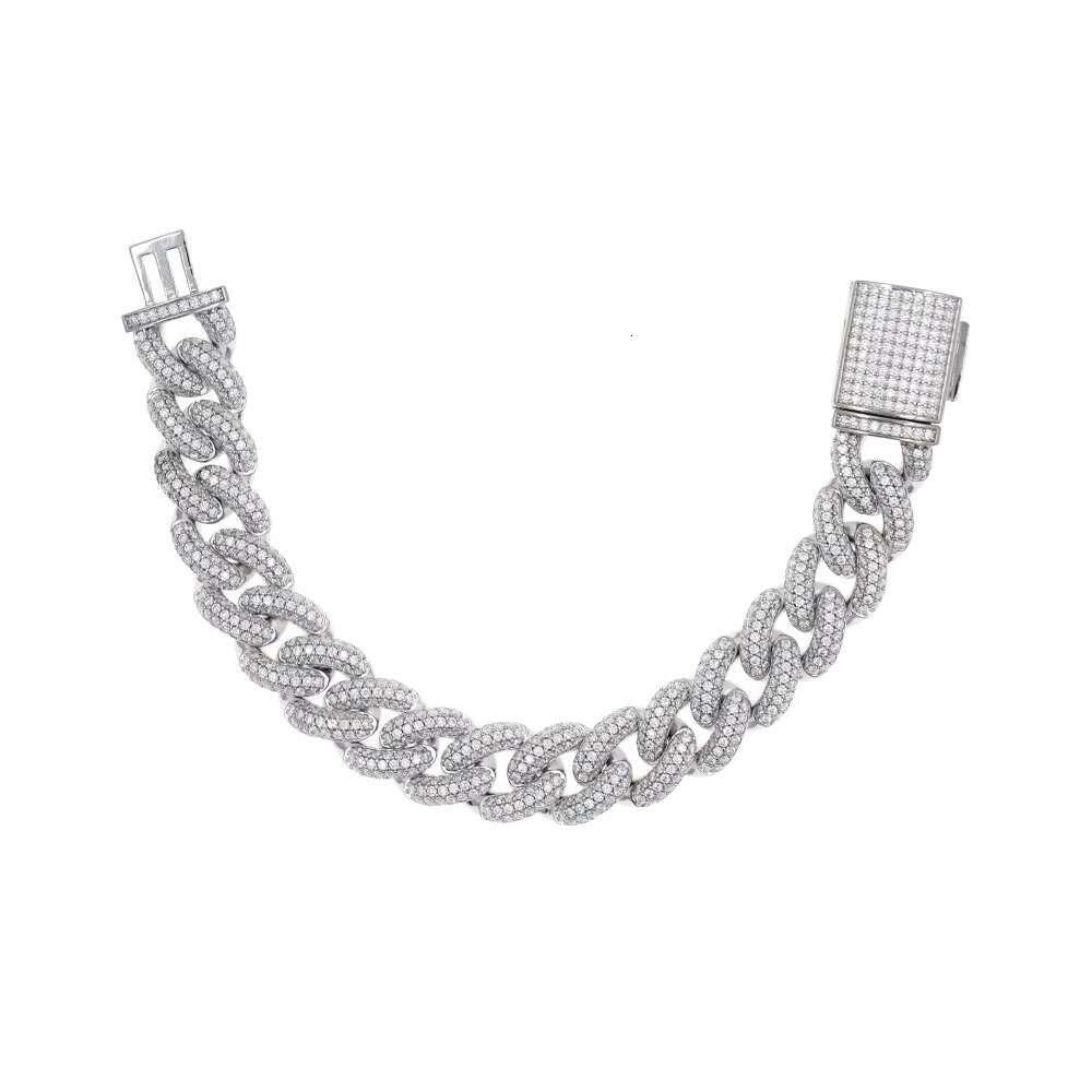 Premium S925 Moissanite Prong Custom Moissanite VVS Cuban Iced Out HipHop Link Chain Bracelet for Men With GRA Certificate