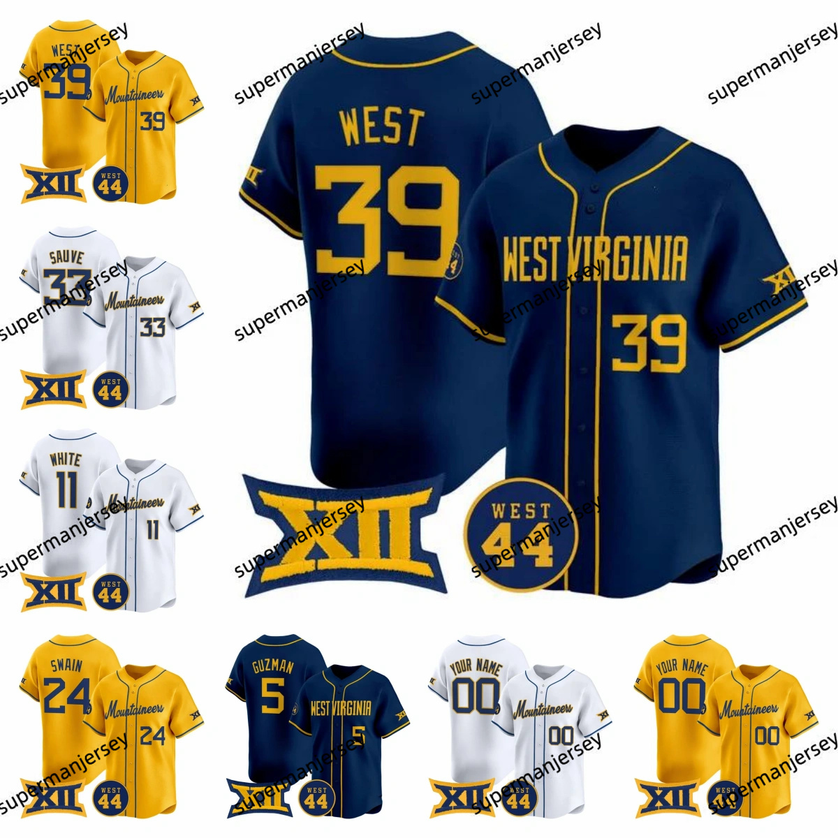 2025 Custom West baseball jersey Men Women youth Sam White 11 Kyle West 39 Jace Rinehart