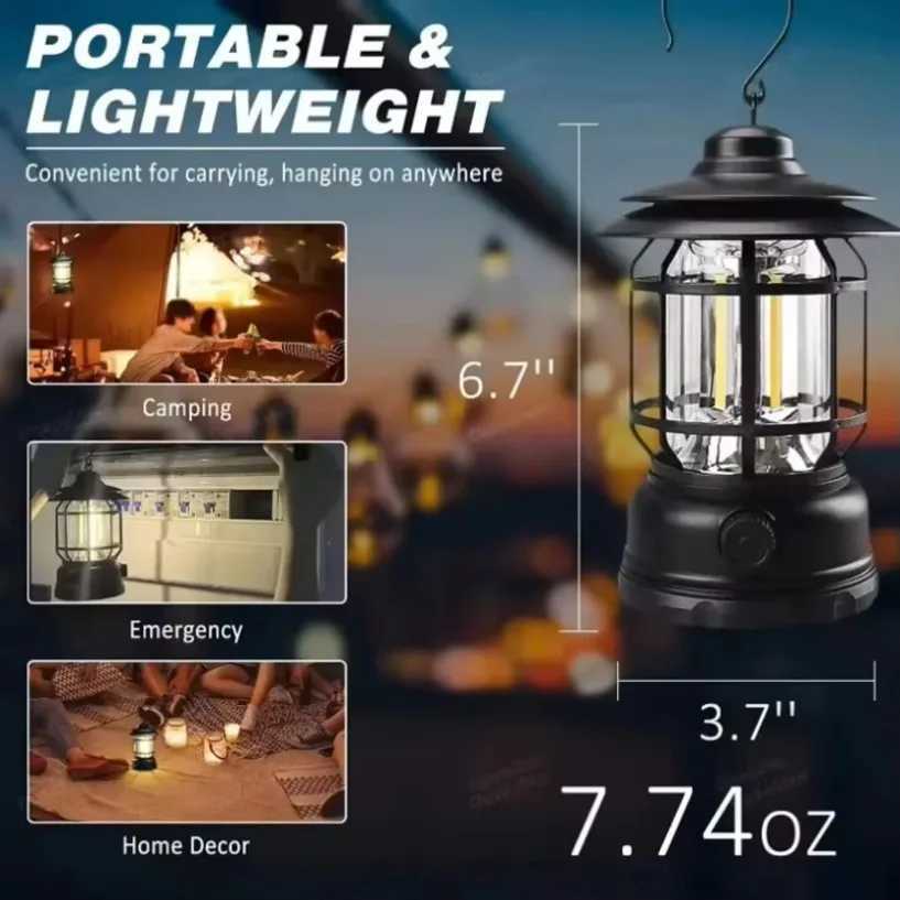 Rechargeable Camping Retro Horse Lantern Camping Lamp Portable Waterproof Camping Lantern For Indoor And Outdoor Outages Usage W250613