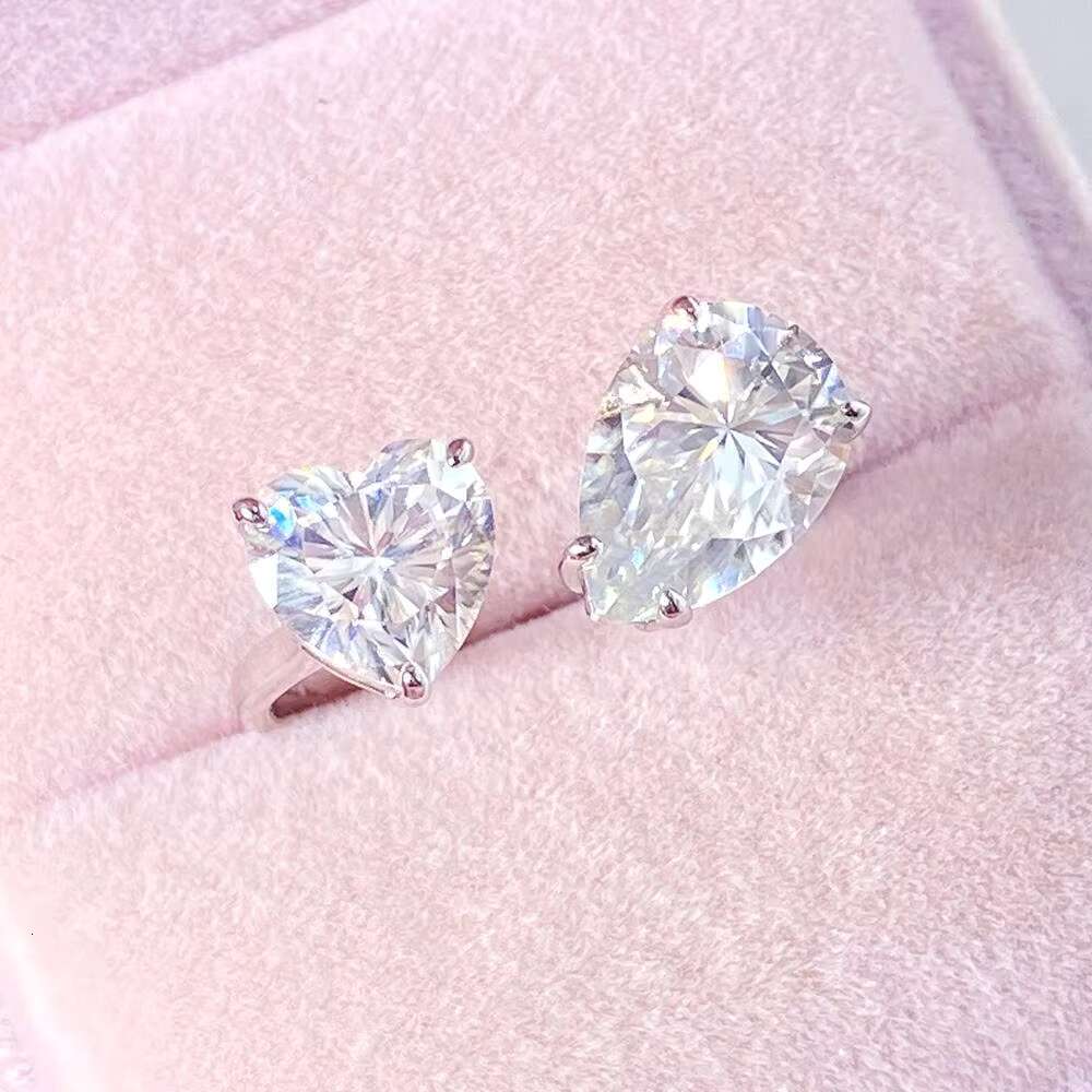 FOXI Valentine Ring Heart Moissanite Diamond Ring 925 Sterling Silver Promise Engagement Wedding Band Rings Party Jewelry Gift