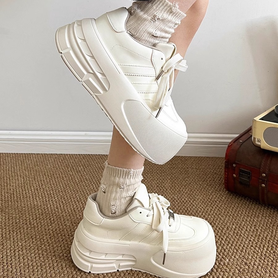 Ddmysports Women S Soft Comfortable New Spring Super Popular Thick Sole Platform Shoes Height Increasing Casual White Sneakers For Outdoor Shoes
