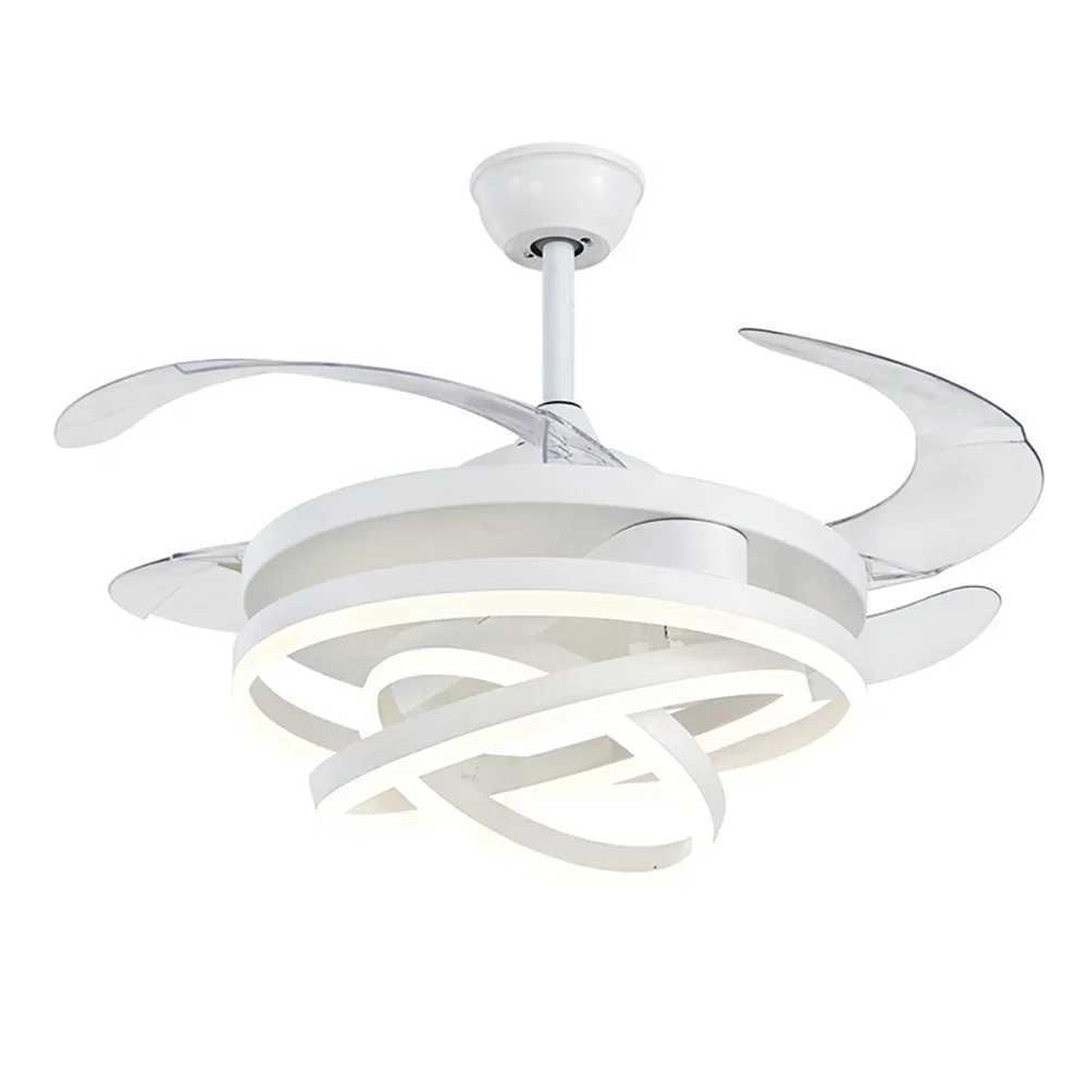 Ceiling Fans Modern Intelligent LED Ceiling Fans with 4 Retractable Blades LED Light With Remote Control Dimmable for Bedroom W250613