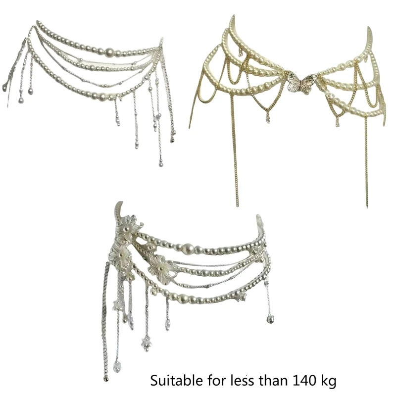 Pearls Beaded Waist Chain Women Elegant Tassels Decorative Waistband Multi Layered Body Jewelry for Party Daily Wear 250610
