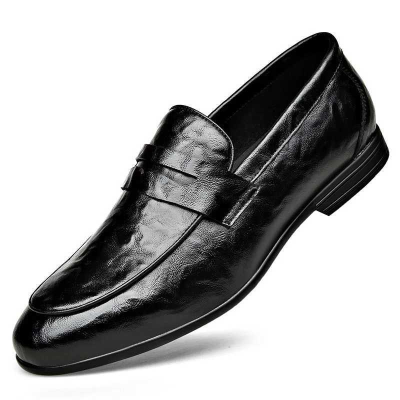 New Shoes for Men Leather Dress Shoes Ccise Designer Leisure Casual Business Shoes Slip-Loafers XJ250614