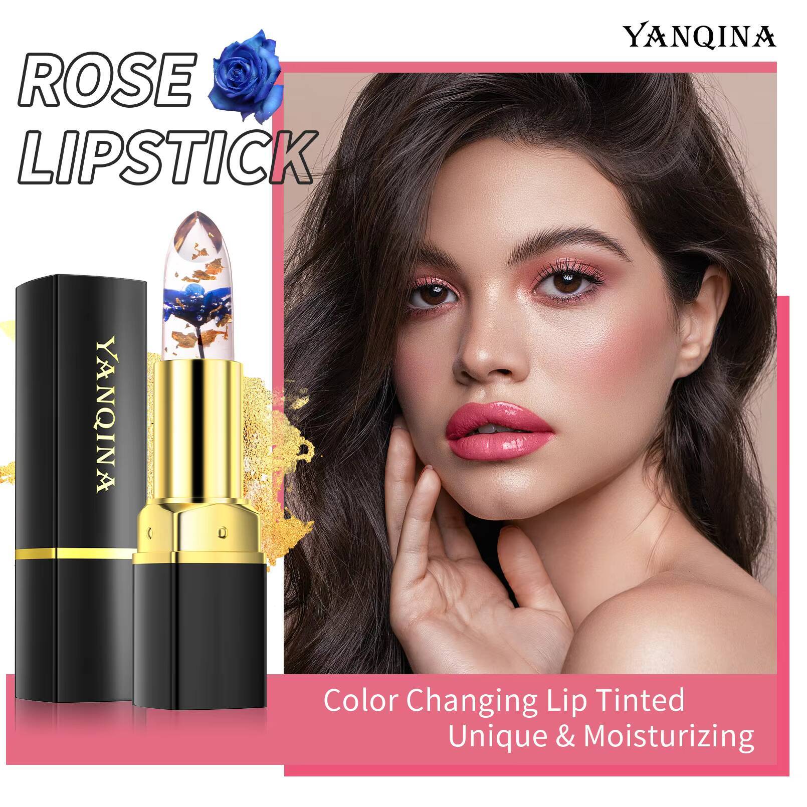Moisturizing Flower Transparent Temperature Color Changing Lip Balm Long Lasting Jelly Lipstick Lips Care Makeup 1pc happy