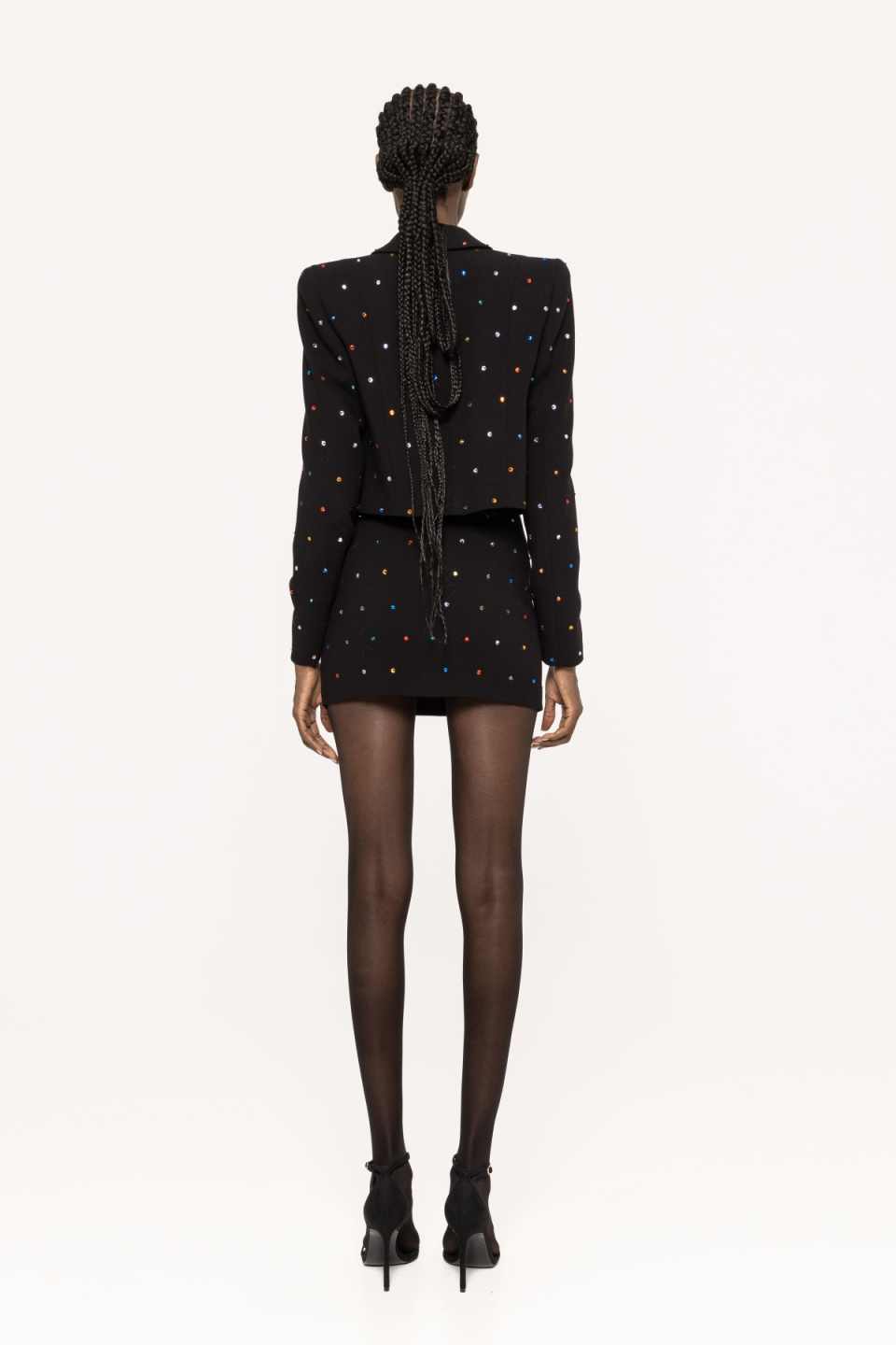 Slim Fit Women Skirts Suits 2 Pieces Crystal Beading Ladies Wear Blazer Prom Birthday Party Customized Jacket Sets