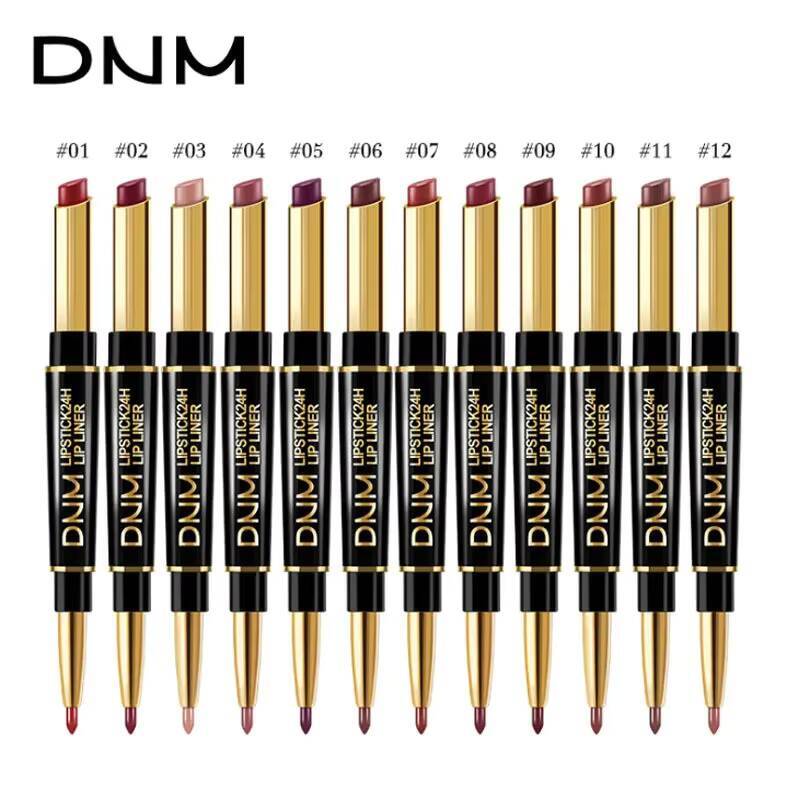 12 Colors 2 In1 Long-lasting Liner Matte Lipsticks Portable Pencil Waterproof Moisturizing Lip Makeup Contour Cosmetics happy