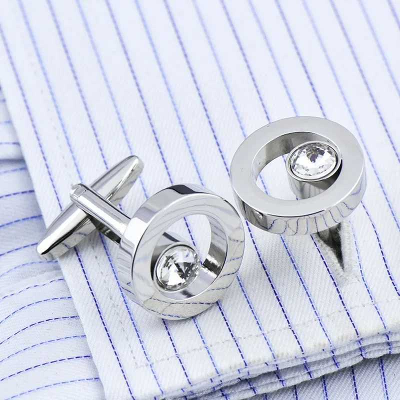 French Shirt Cufflinks Mens and Womens Business Banquet Wedding Speech Gifts Simple High Grade Metal Blue Crystal Cuff Links XJ250614
