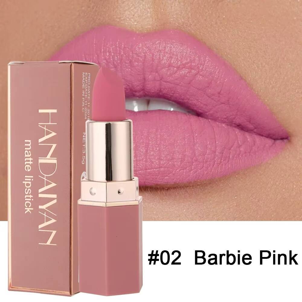 Waterproof Nude Matte Long Lasting Lip Stick Not Fading Sexy Red Pink Velvet Lipsticks Makeup Cosmetic Batom 6 Colors happy