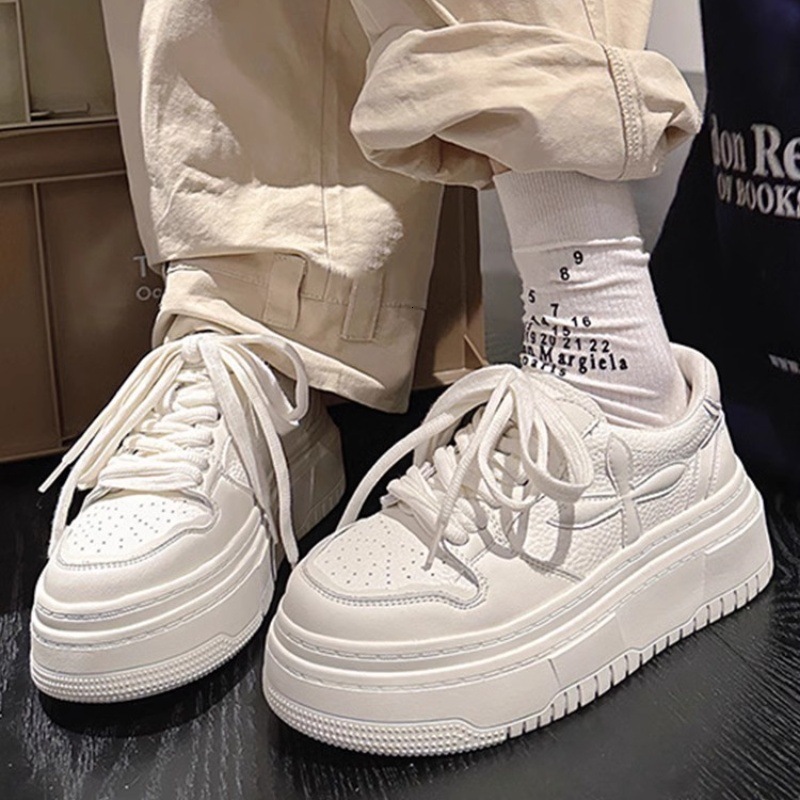 Ddmysports Korean Style Casual Sports Sneakers Women Spring Internet Celebrity Height Increasing Versatile Breathable Thick Sole Bread White Shoes Out
