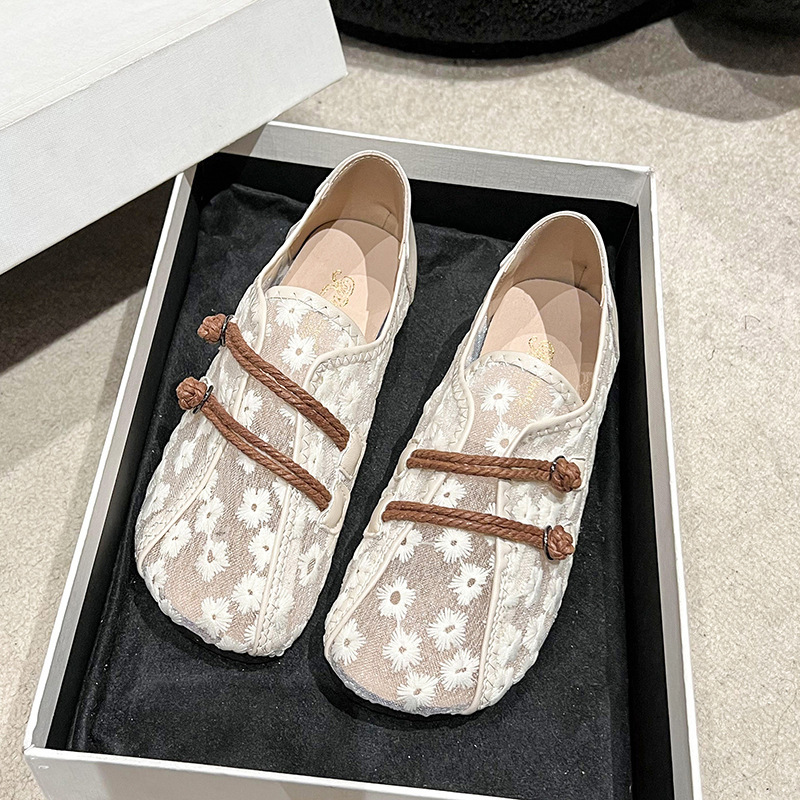 Ddmyoutdoor Ddmyoutdoor Old Beijing Cloth Summer Versatile New Chinese Style Hanfu Slip On Flat Soft Sole Mesh Shoes For Women Outdoor Outdoor Shoes