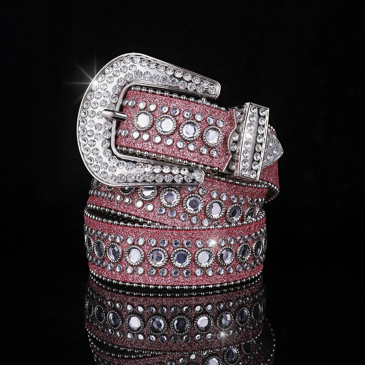 Water Diamond Belt for Men and Womens Versatile Punk Hip Hop Y2K Needle Buckle with Diamond Liu Ding Decorative Jeans BBS Wide 250610