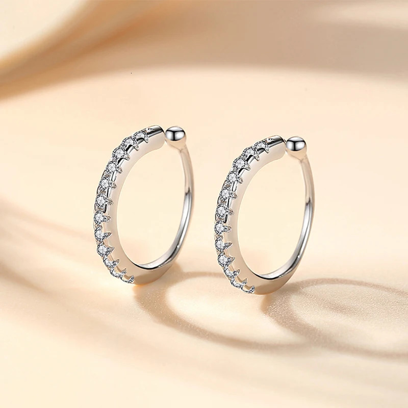 Fashion 925 Sterling Silver Decorate C Type Zircon Clip Earrings Punk Rock Rhinestone No Hole Clip Ear Women Girl Jewelry Gift 250610