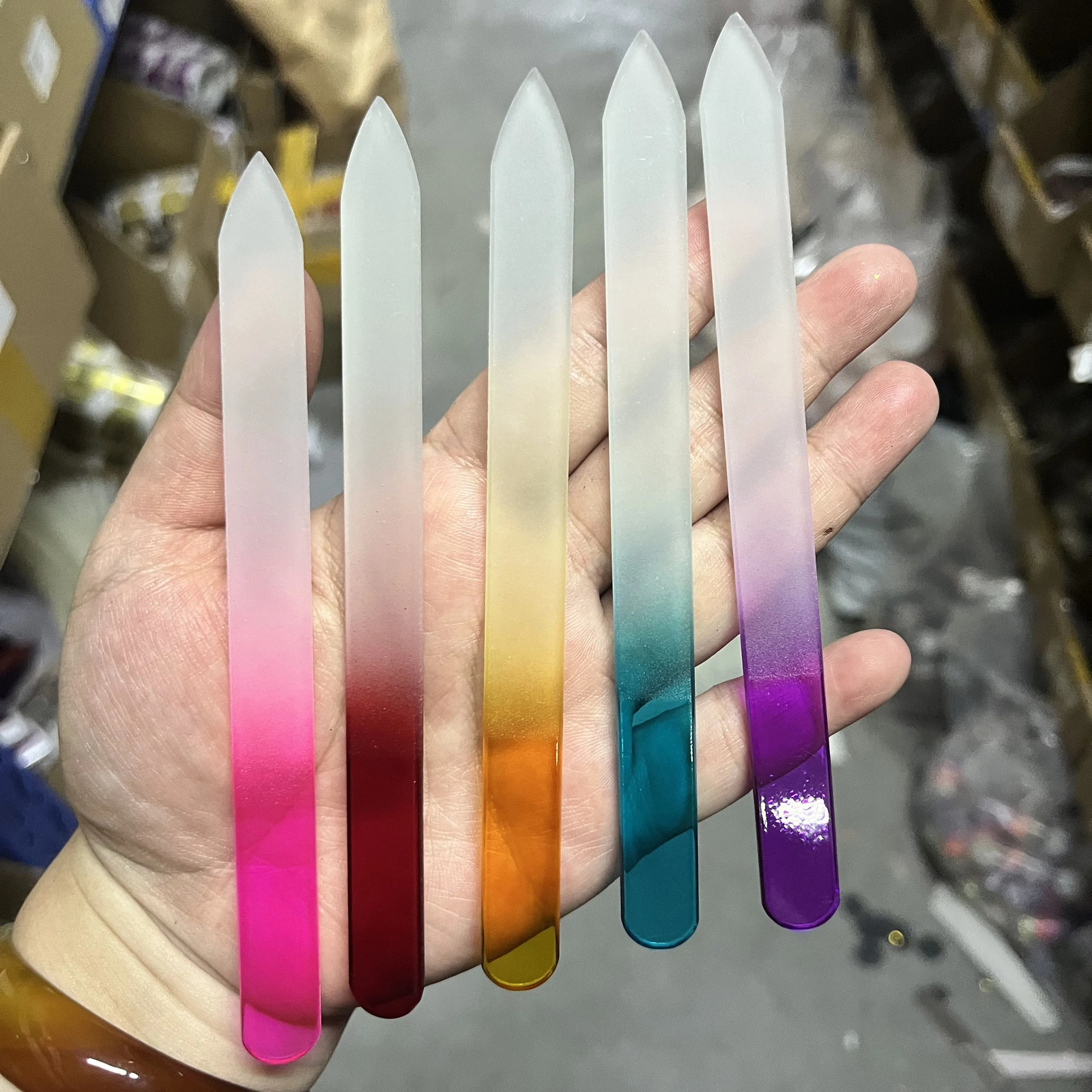 5pcs Glass Nail File Fingernail Files For Natural Nail Double-Sided Ombre Etched Travel Filer Professional Manicure Nail Tools * 250605