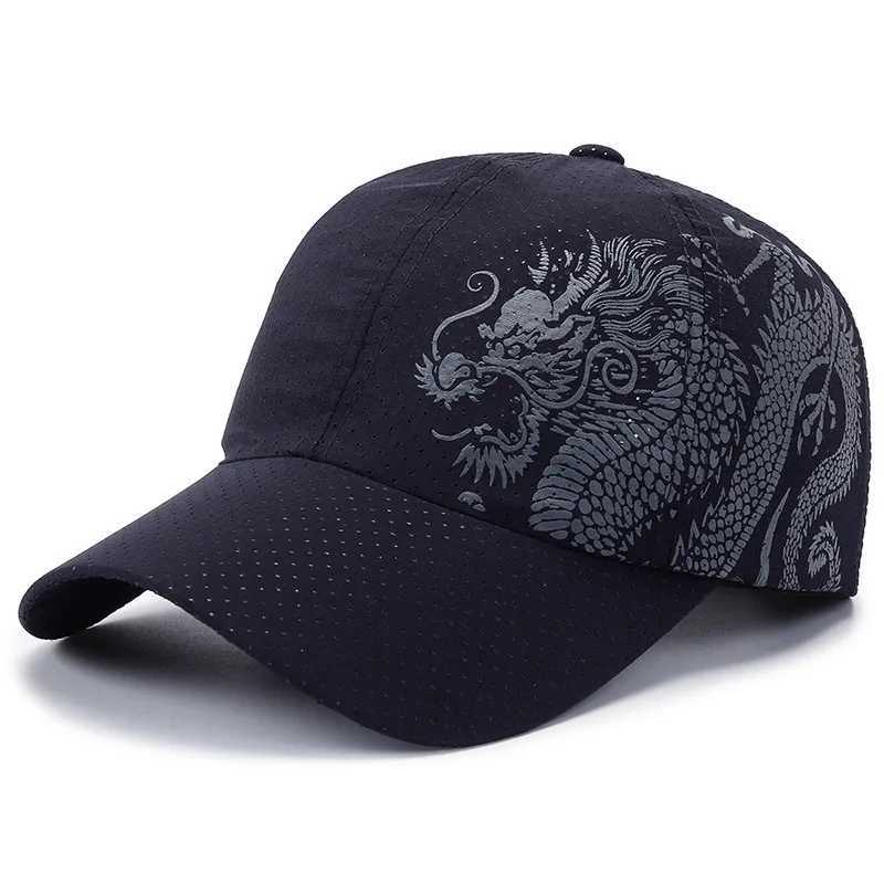 Spring and summer quick drying sports baseball cap with dragon pattern mens and womens duckbill cap fashionable and W250614