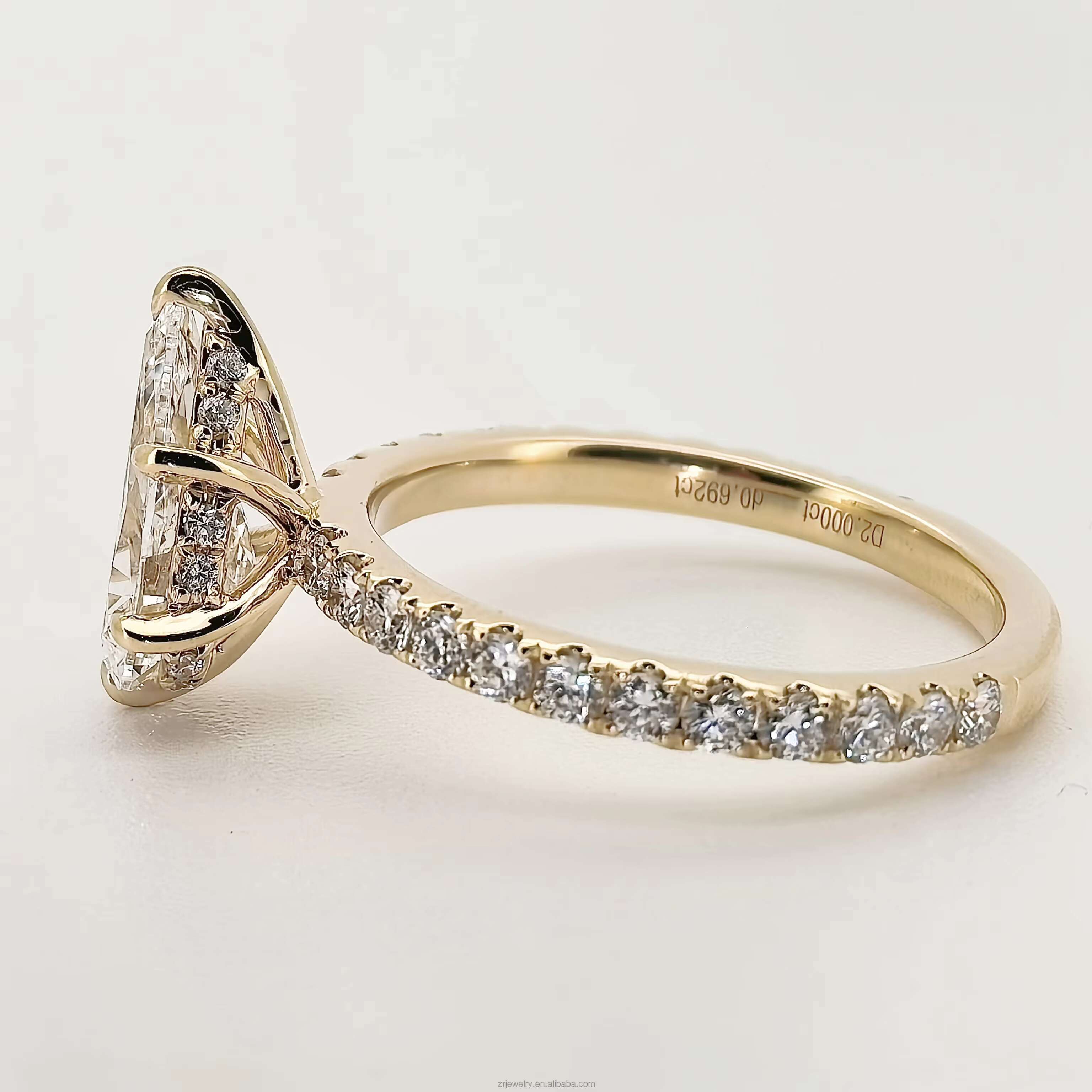 Classic 2ct Diamond Synthetic Engagement Ring Igi Certified Diamond Synthetic Pave Cvd Lab Grown Diamond