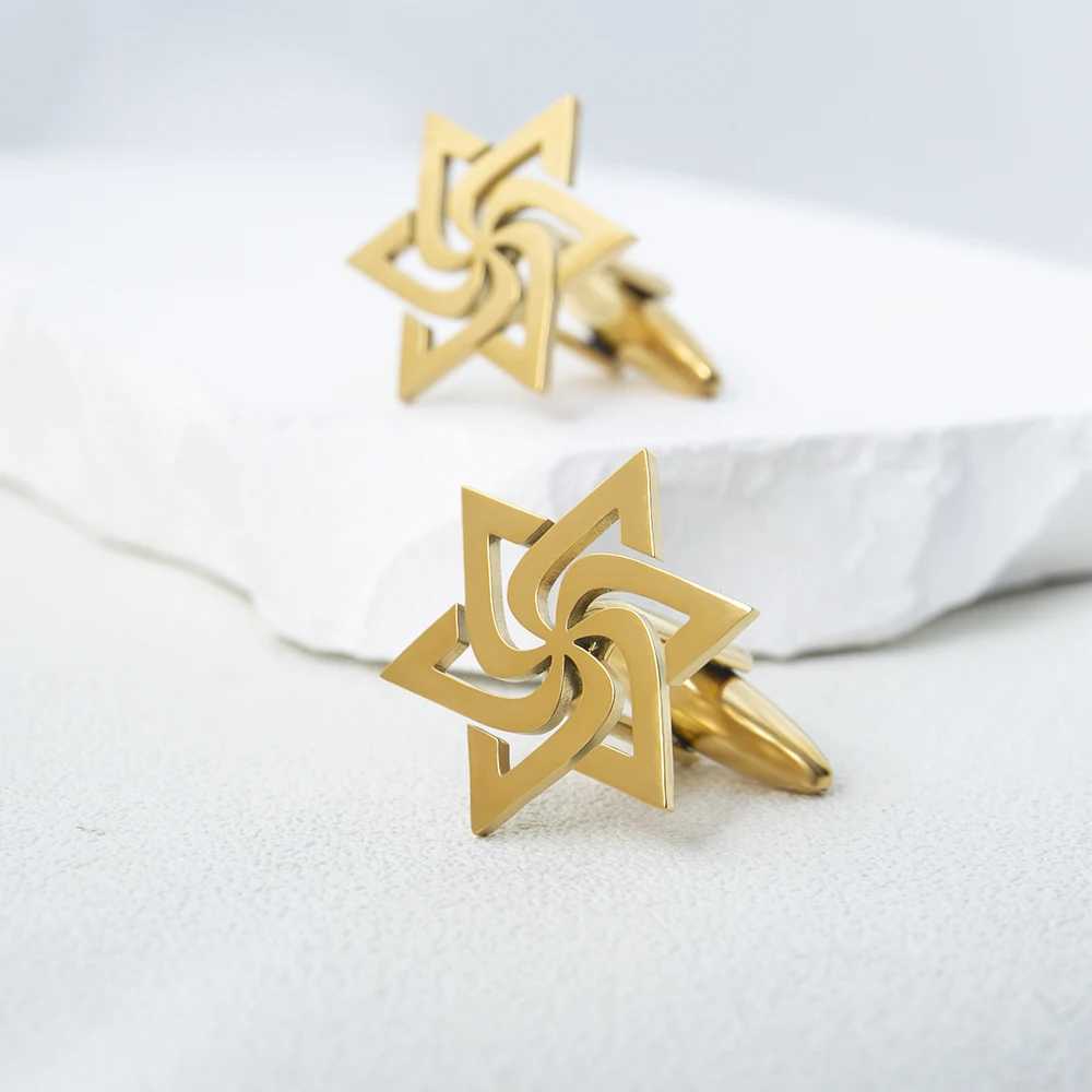 Fashion Spiral Star David Cufflinks Stainless Steel Mens Shirt Suit Cufflinks Retro Talisman Jewelry Groom Wedding Gift XJ250614