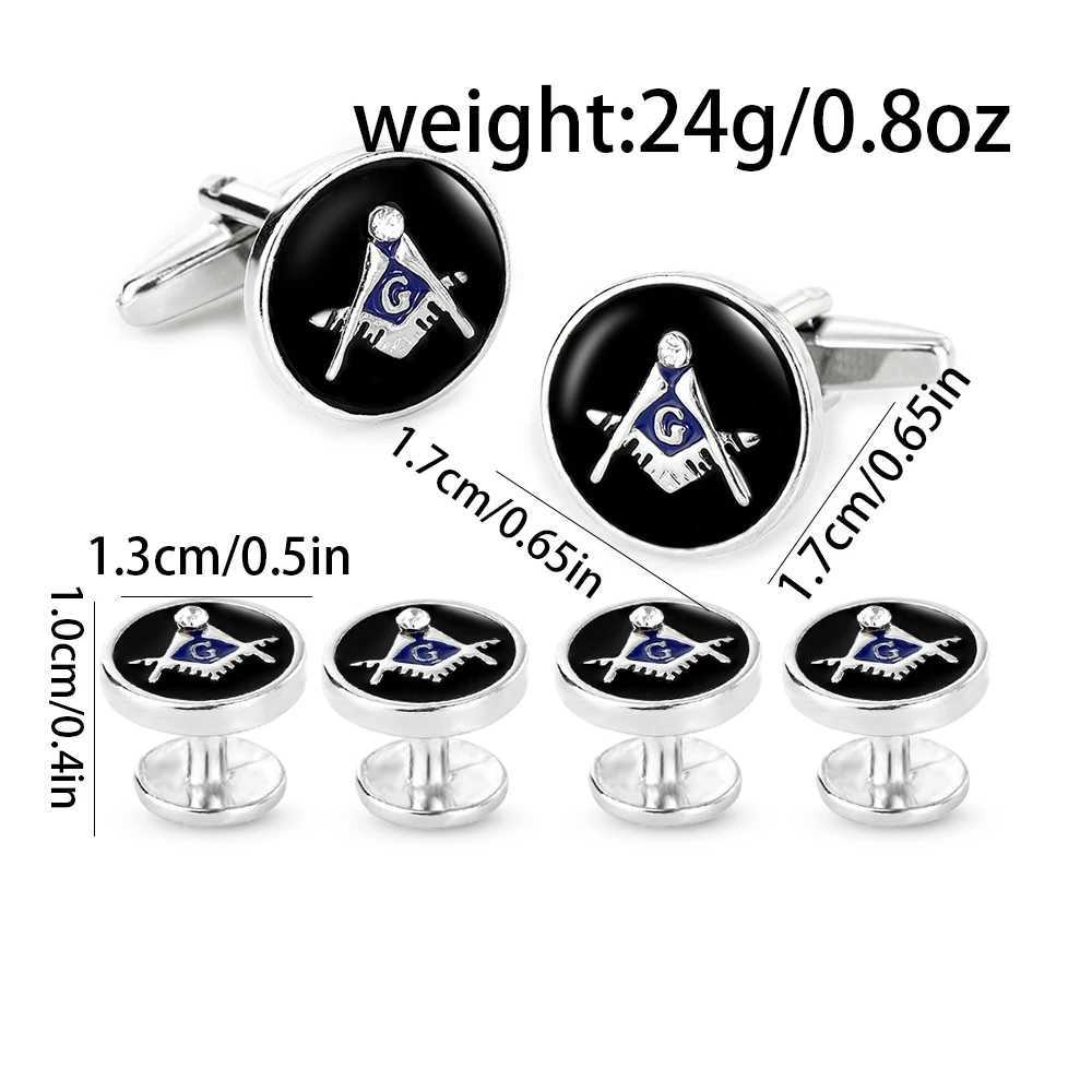 Freemason Cufflinks Sleeve Nail Set Black And Blue Enamel With Crystal For Men Boys Gift XJ250614