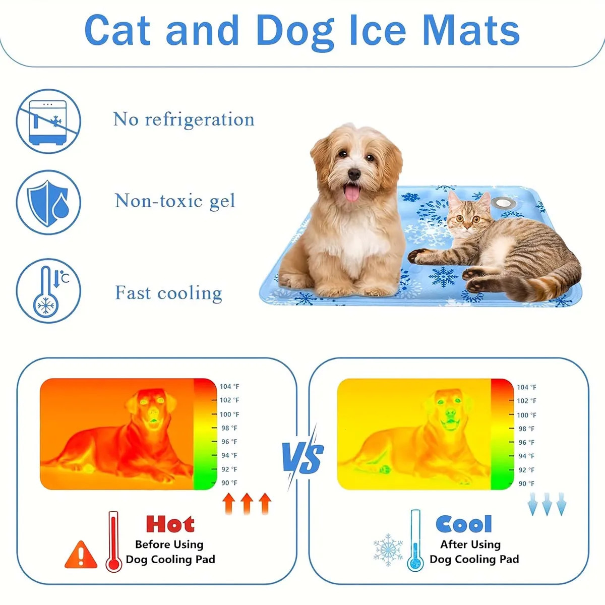 Pet Cooling Mat Dry Ice Pet Cool Pad Water Injection Cooling Dog Beds Keep Your Pet Cool Waterproof Wear Resistant For Dogs Cats 250614