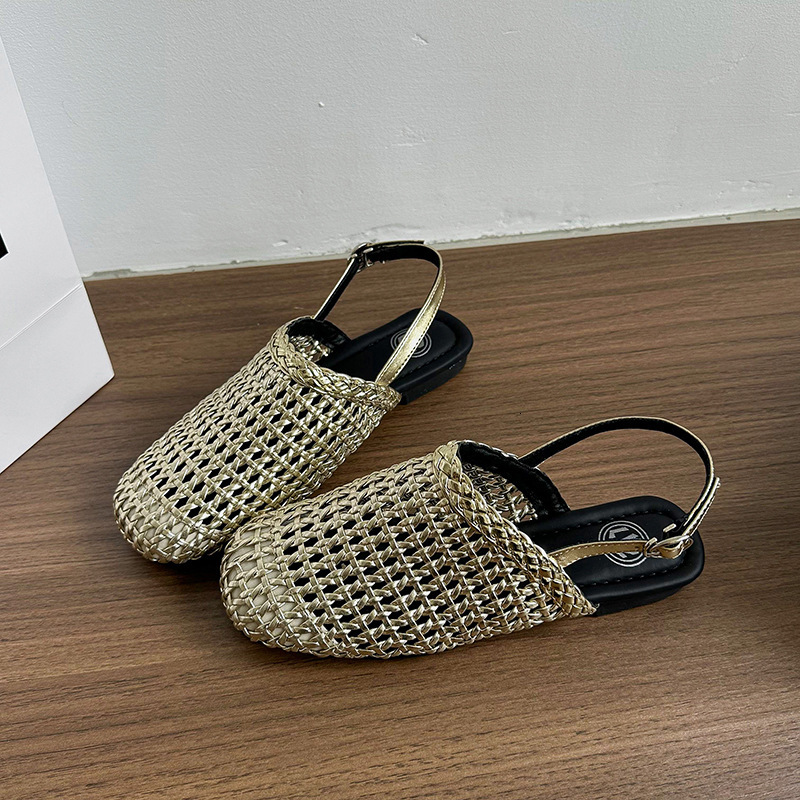 Ddmyoutdoor Version Square Toe Mid Cut Woven Mesh Hollow Breathable Slip On Loafers Spring Summer New Versatile Flat Shoes Outdoor Shoes
