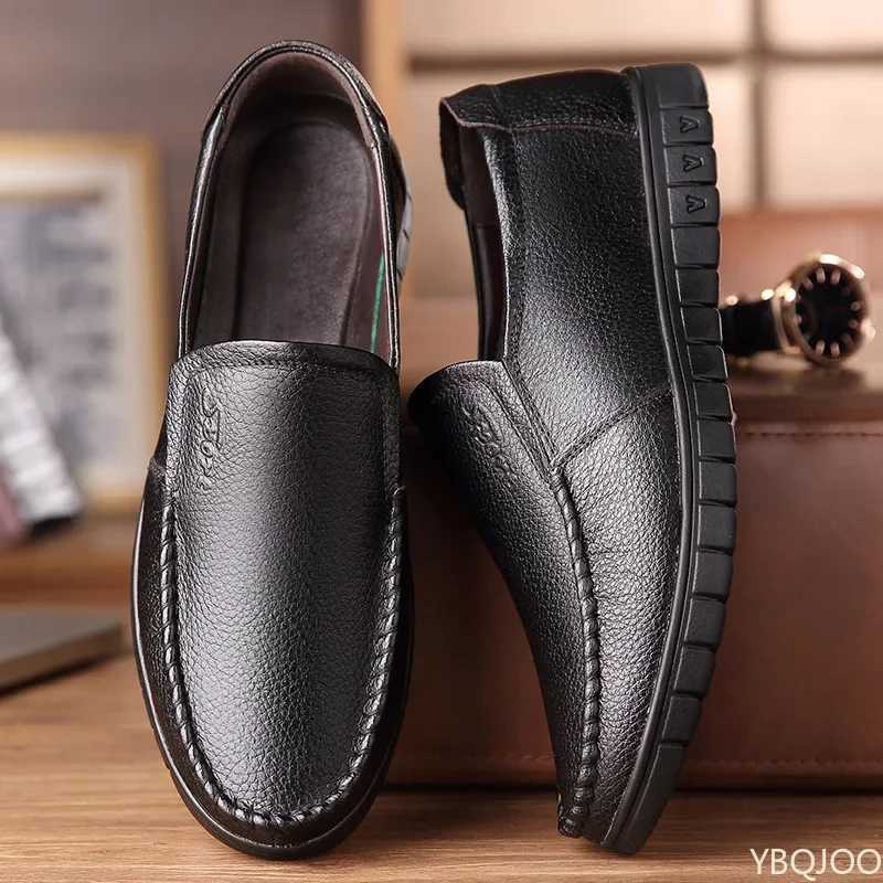 Men Loafers Fi Slip Soft Flats Genuine Leather Simple Moccasin Comfy Handmade Men Driving Footwear N-Slip Boat Shoes XJ250614