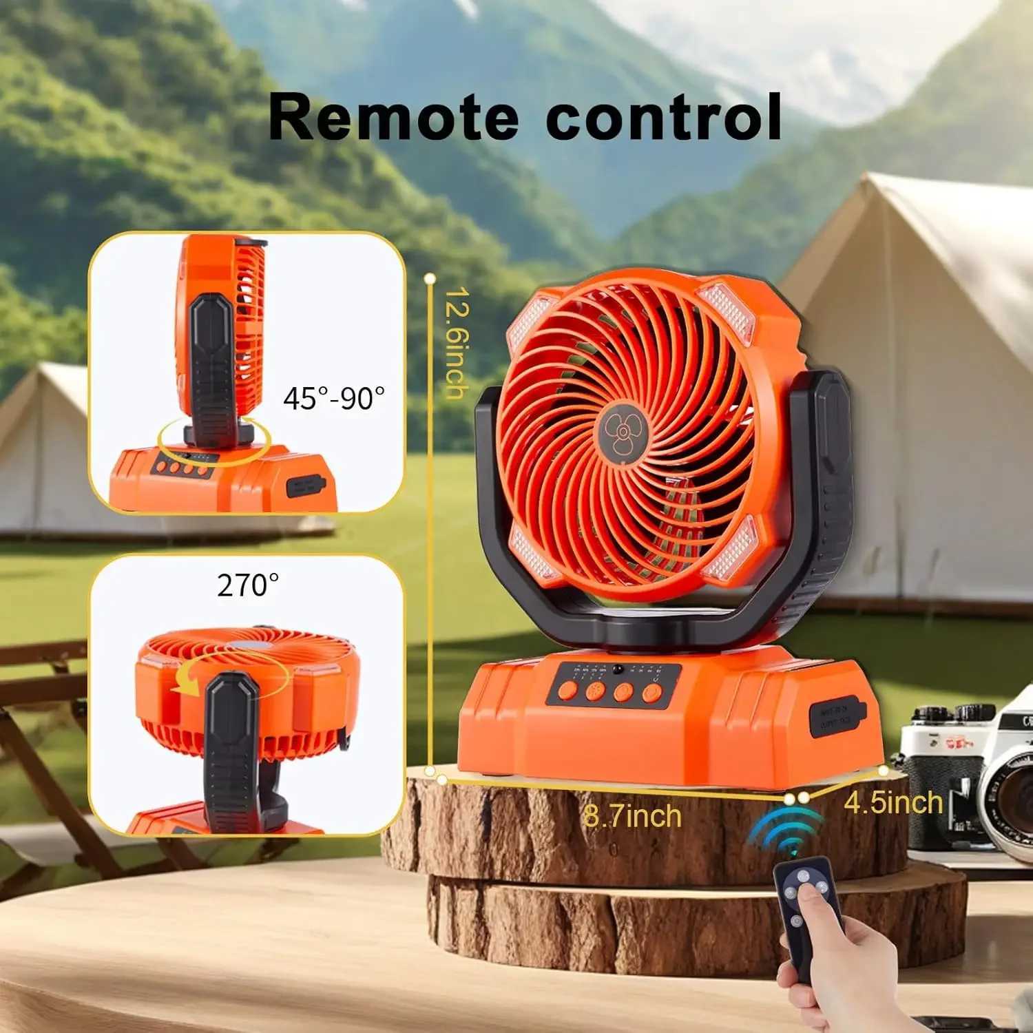 10000mAh Portable Camping Fan Light 3-in-1 Rechargeable Tent Camping Lantern with 4 LED Desk Fan Outdoor Emergency Fishing Lamp W250613