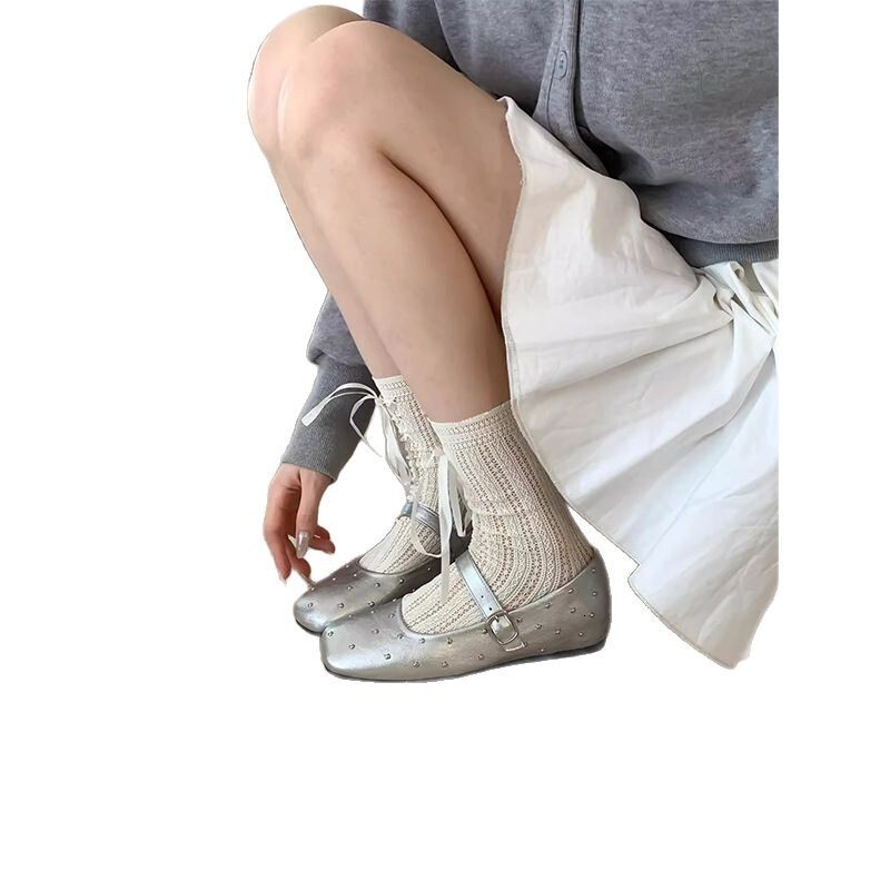 Ddmyoutdoor Studded Red Mary Jane For Women Spring New Square Toe Shallow Mouth Single Flat One Strap Small Leather Shoes Outdoor Shoes