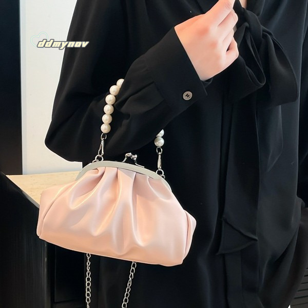 5.1 Bestselling Pearl Handbag Women's 2025 New Niche Pleated Chain Crossbody Bag Compact Quality ddmynov